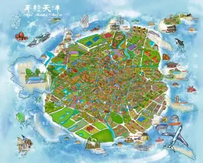 天津手绘地图 via:马骏驰0909对此图片选择了版权保护