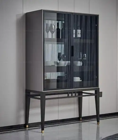 装饰柜靠墙简约玻璃门酒柜现代轻奢餐厅边柜展示柜 意式极简【酒柜】