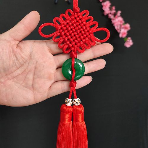 挂件天然中国结汽车高档白平安扣