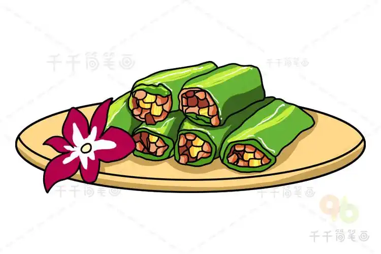 福建泰宁小吃 碧玉卷简笔画