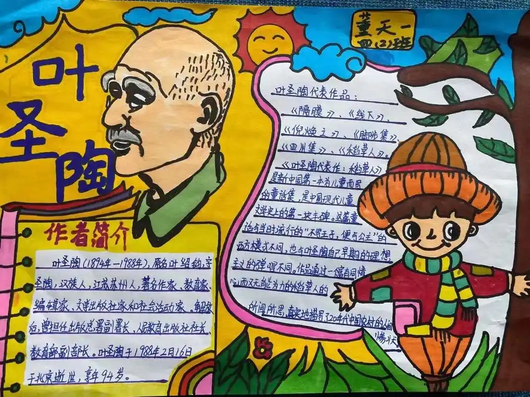 创作灵感 #手抄报作业 名人名画叶圣陶#画了个画 - 抖音