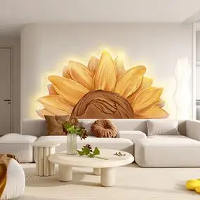 向日葵太阳花奶油风壁灯客厅装饰画沙发背景墙挂画卧室床头画主卧
