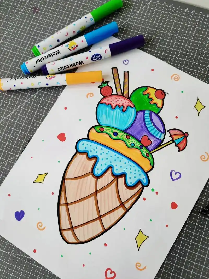创作灵感 #创意美术 #画画 美味的冰激凌,适合大班小朋友哦