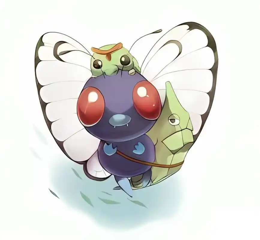 巴大蝶是一种虫属性和飞行属性的宝可梦,它的外形像一只美丽的蝴蝶,有