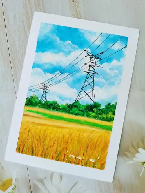 油画棒秋天的田野