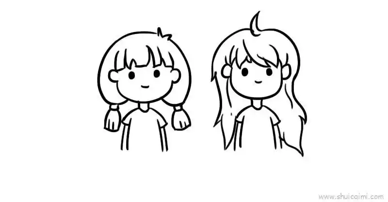 闺蜜儿童画怎么画 闺蜜简笔画步骤