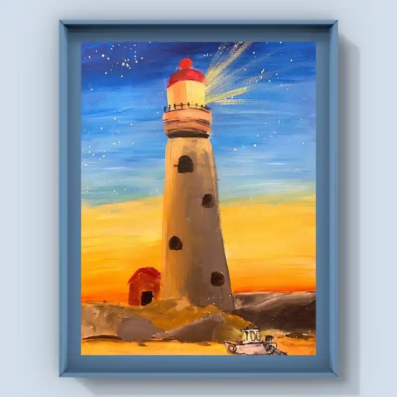 【风景】丙烯作品 适用于暑期班课程 简单出效果 丙烯颜料 或者 油画