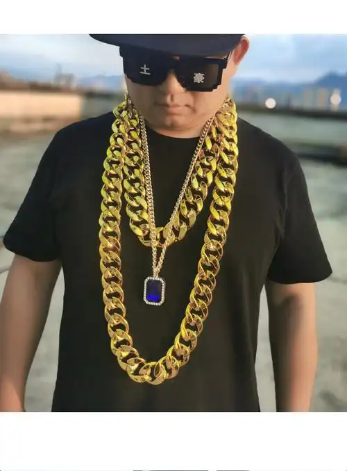 爱奢兔网红抖音大金链子社会人塑料大道具假项链男粗女夸张假金土豪