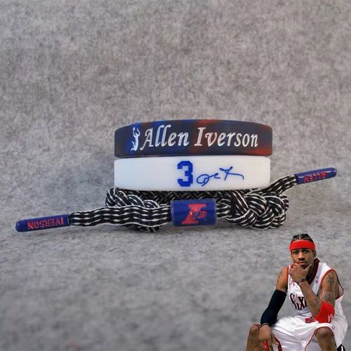 篮球球星76人队3号阿伦艾弗森签名混色手环硅胶篮球球迷用品