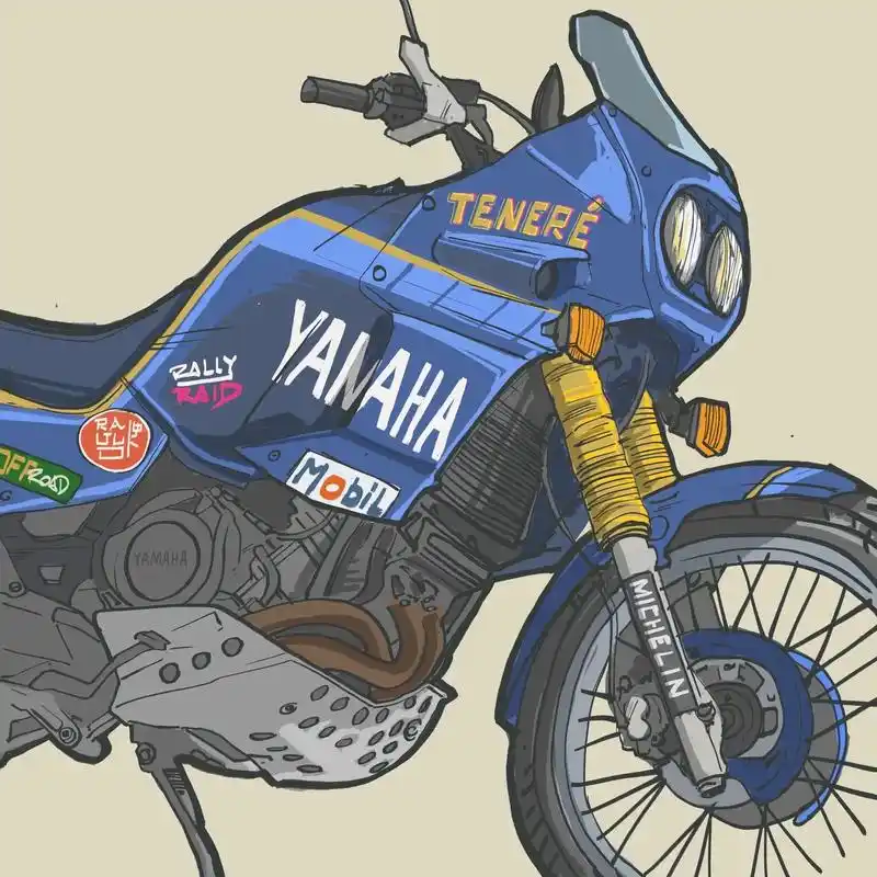 复古越野摩托漫画.本田xr 雅马哈tenere 铃木dr   - 抖音