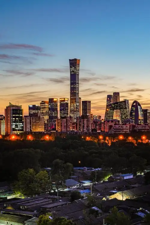 北京国贸cbd黄昏日落城市天际线