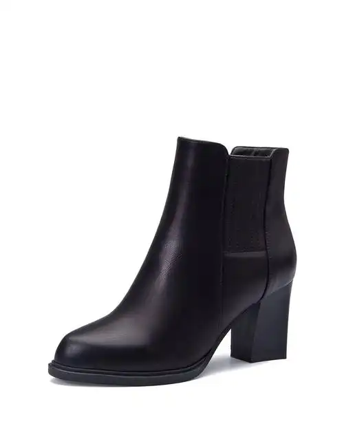 非谜fallinmiss反季冬季尖头粗高跟 黑色女靴子fm15q00009119黑色