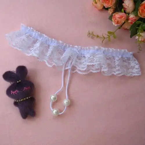 性感珍珠t裤 女士情趣内衣 蕾丝花纹情趣开档内裤丁字裤 6860