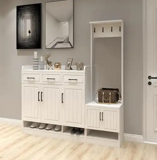 鞋柜衣柜一体进门鞋柜带镜子一体简约现代入户门厅衣帽柜多功能家用