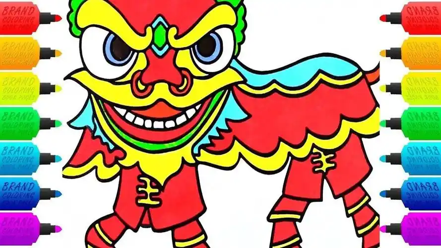 趣味简笔画:画舞狮子看看