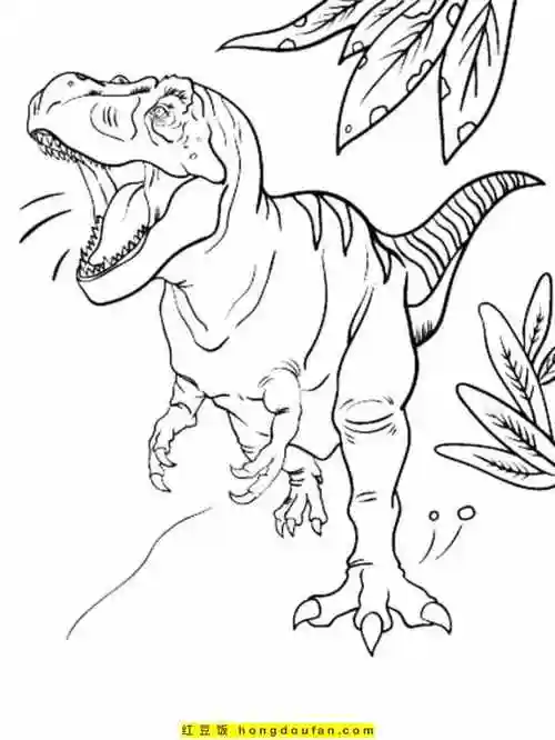 12张喷发的火山咆哮的霸王龙卡通涂色图片-红豆饭小学生简笔画大全