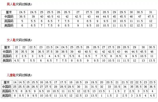 三叶草阿迪达斯鞋码对照表