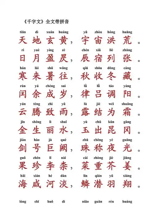 国学千字文拼音版docx