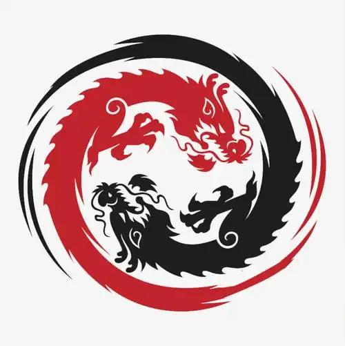 神话故事双龙共飞纹样设计