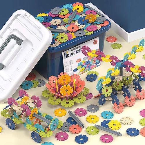 【带轴雪花片】新款脑力开发加厚拼装拼图幼儿园启蒙益智儿童玩具