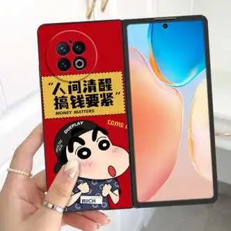 黑柚子vivoxfold2手机壳皮纹折叠屏卡通动漫创意简约防摔个性定制保护