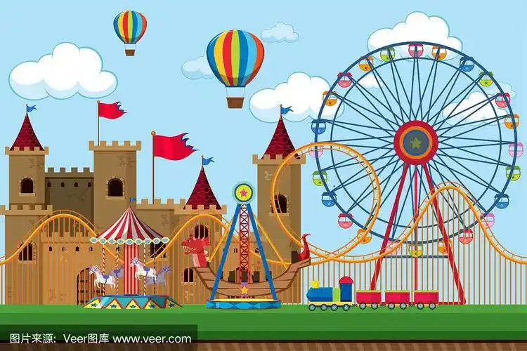 有摩天轮的游乐园场景