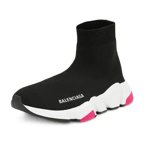 巴黎世家 balenciaga 女士黑色针织logo字母印花超轻运动袜子鞋