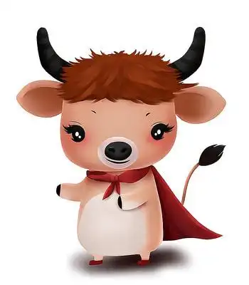 原创可爱卡通动物红披风萌牛 psd
