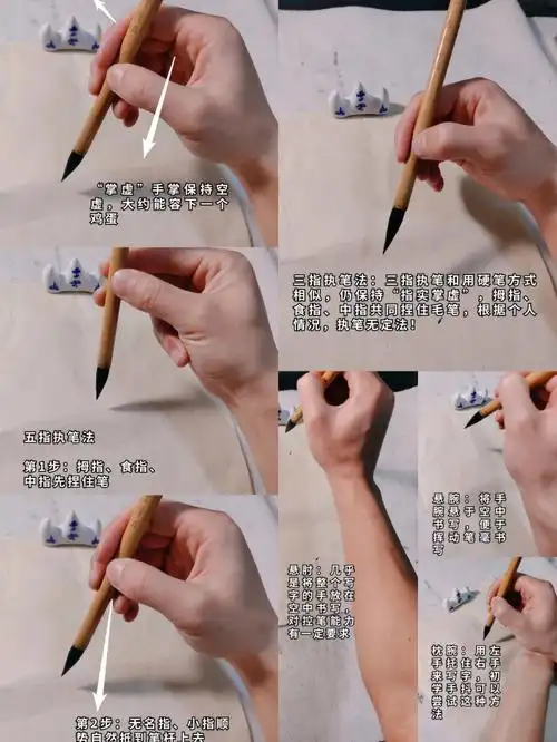 通常来说,初学比较建议使用五指执笔法,比较容易