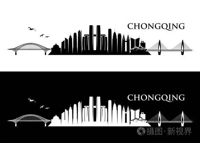 重庆天际线建筑地标剪影