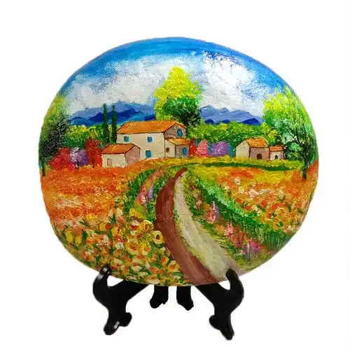 石头画成品婚礼手绘diy学生创意鹅卵石彩绘风景卡通漫画生日礼物