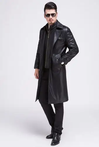 【冬季新品】真皮大衣男长款中老年人海宁新款加绒加厚二层皮长款皮