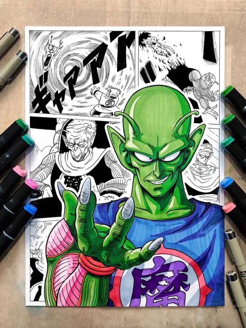 七龙珠马克笔手绘比克大魔王反派 这是未成为孙家保姆时的比克大魔王