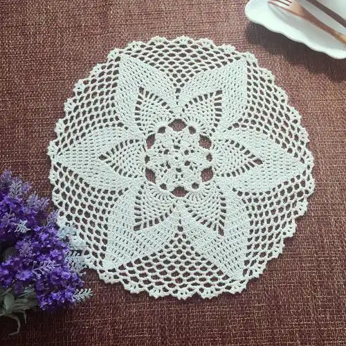 手工针织杯垫外贸盘棉线钩花镂空圆形桌垫椭圆形装饰垫隔热餐桌垫