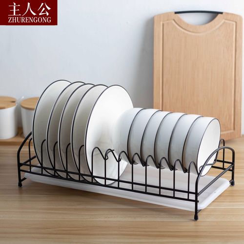 zr007不锈钢304碗架单层碗盘沥水架厨房置物架抽屉消毒柜碗碟架黑
