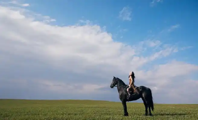 于文文草原骑马照