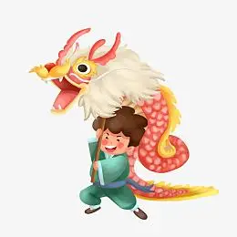新年春节龙抬头舞龙插画