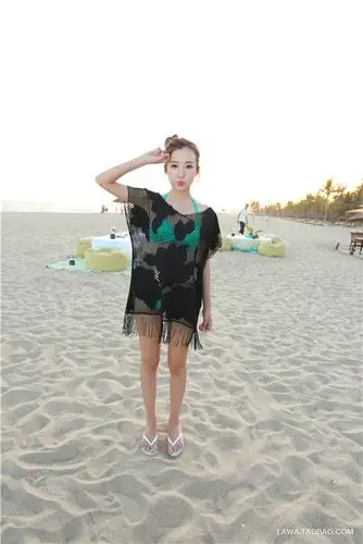 性感黑色镂空比基尼罩衫大胸小胸钢托聚拢游泳衣三件套女韩国泳装