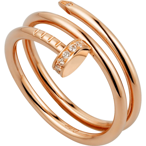 cartier卡地亚弹簧钉子形18k玫瑰金镶嵌钻石戒指男女同款情人节礼物b