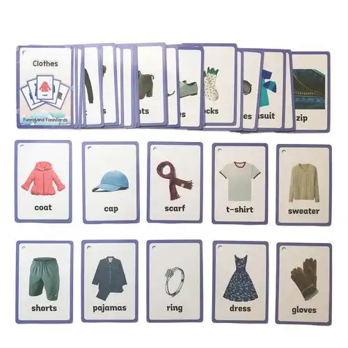 单词幼儿启蒙英语服装卡片英文儿童教具宝宝早教闪卡