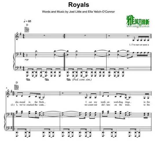 lorde - royals钢琴谱
