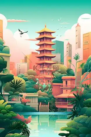 国潮建筑图片_国潮建筑素材-国潮建筑图片大全-千库网