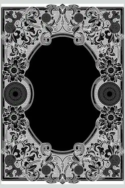 黑色线描风奢华欧式边框矢量素材