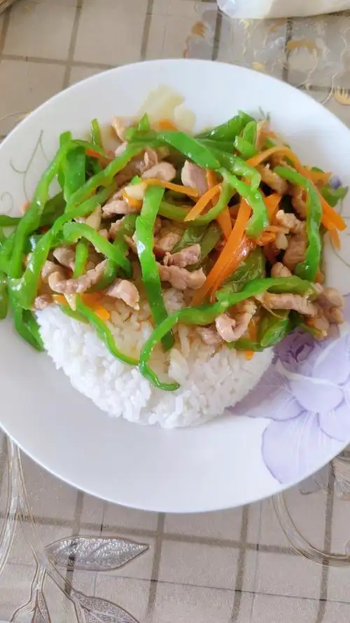 朱朱zlj做的好吃到舔盘的青椒肉丝盖浇饭