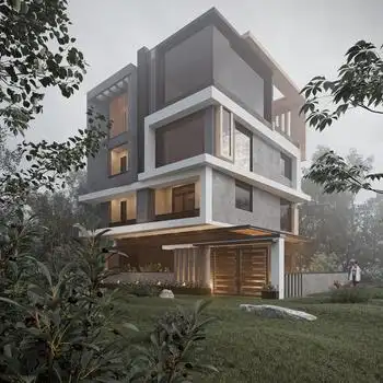 现代别墅外观3d模型下载