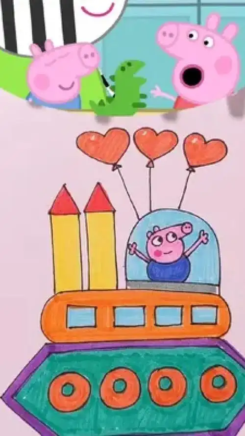 填色 #儿童绘画 #小猪佩奇 #手绘to #轻娱how #儿童简笔画