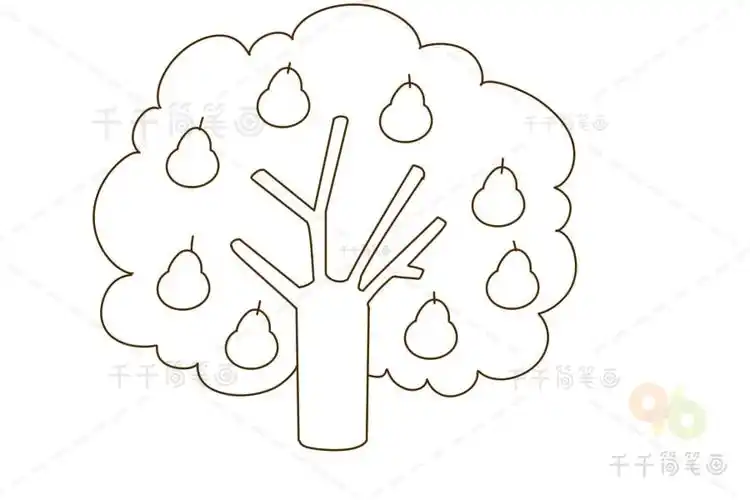 梨树简笔画儿童画简单的树