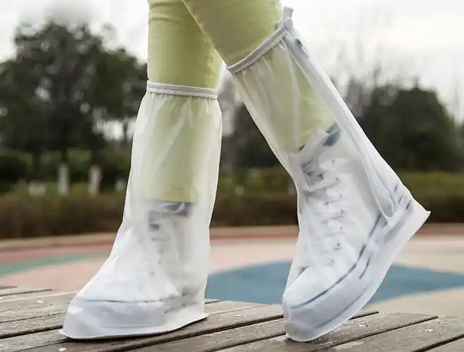 白色半透明高筒防水防雨鞋套男女 加厚底耐磨防滑儿童雨鞋套 包邮