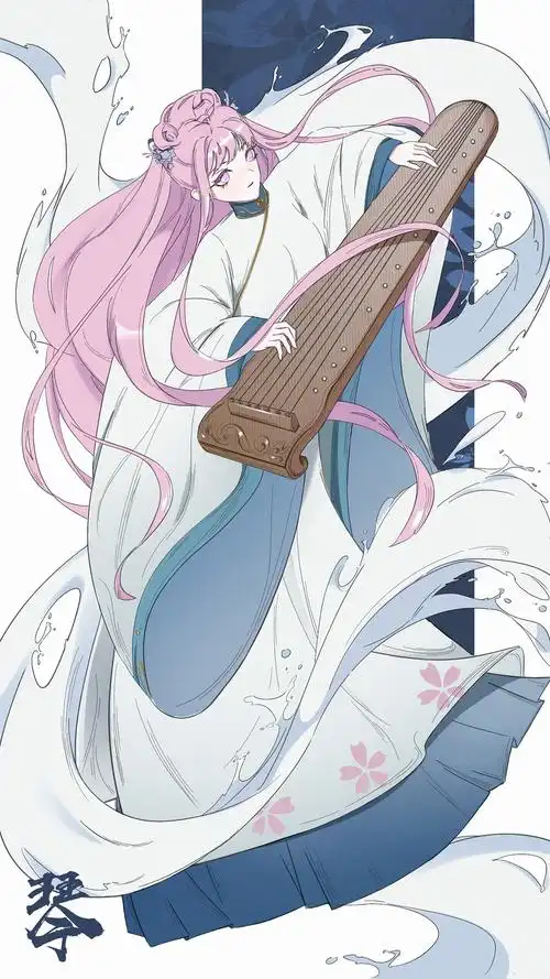 古琴汉服少女