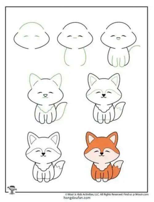 北京动物园,卡通,可爱,宠物,小元素,手绘小元素,狐狸,狐狸简笔画,秋天